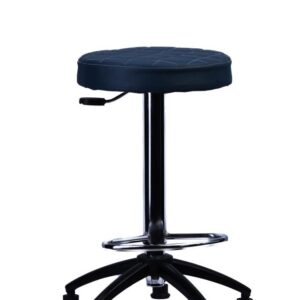 Black Round Lab Stool — Chrome — main