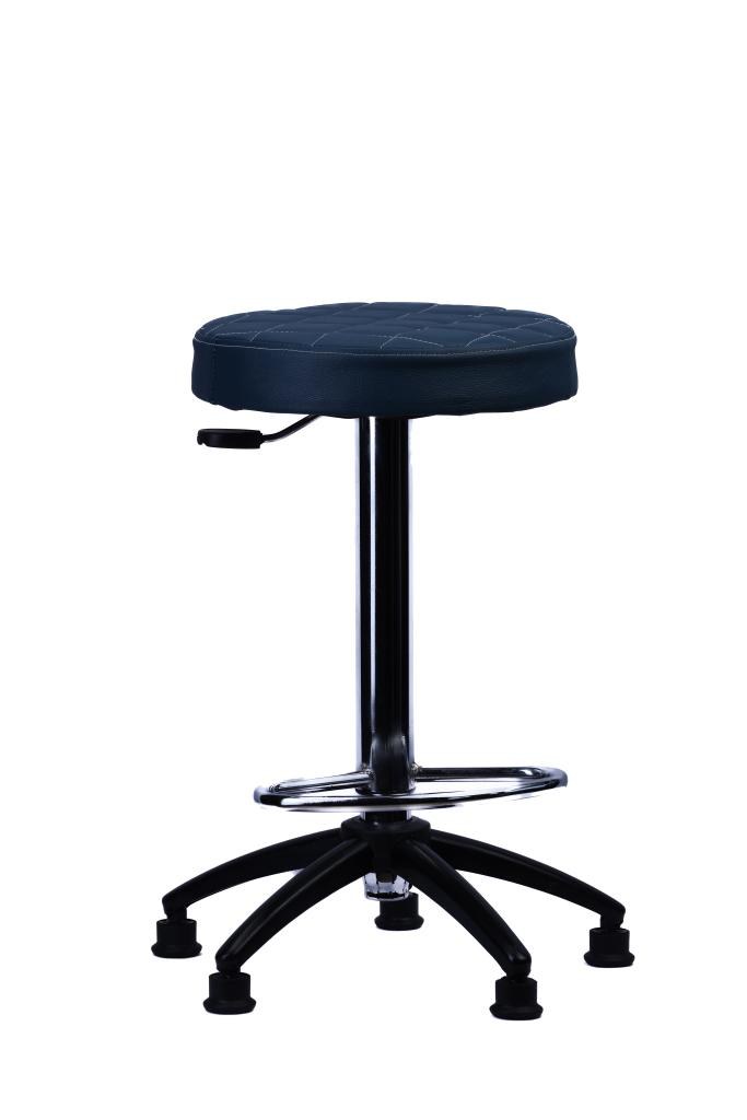 Black Round Lab Stool — Chrome — main