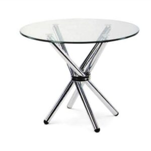 Round Glass Meeting Table — Chrome X Base — main