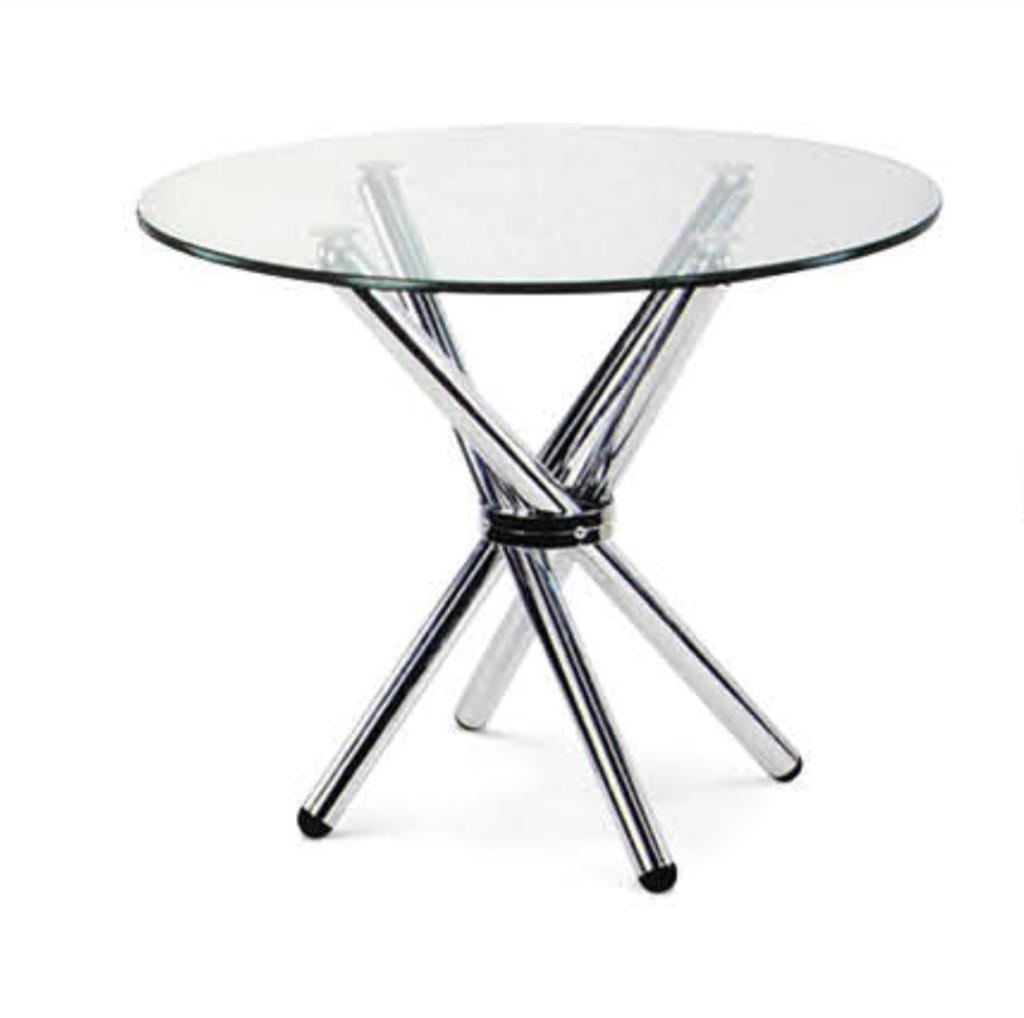 Round Glass Meeting Table — Chrome X Base — main