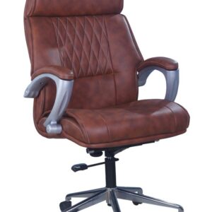 Tan Quilted Executive Chair — Chrome Base — main