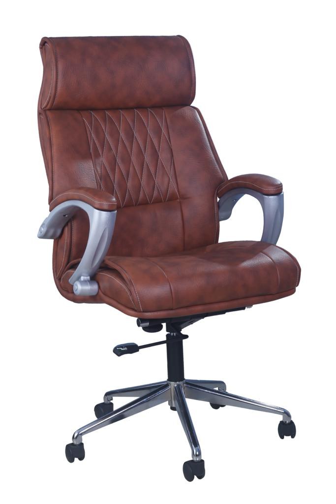 Tan Quilted Executive Chair — Chrome Base — main