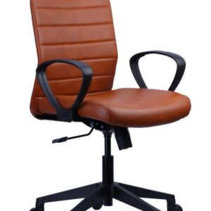 Tan Ribbed PU Office Chair — main