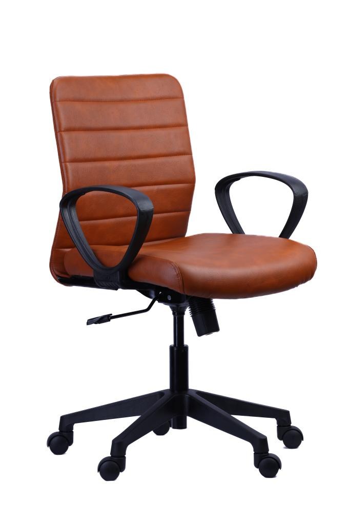 Tan Ribbed PU Office Chair — main