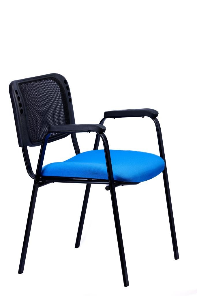 Mesh Visitor Chair — Blue Seat 4 Leg — main