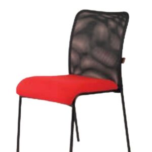 Mesh Visitor Chair — Red Seat 4 Leg — main