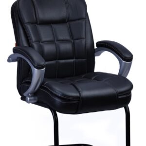 Black PU Visitor Chair — Cantilever — main