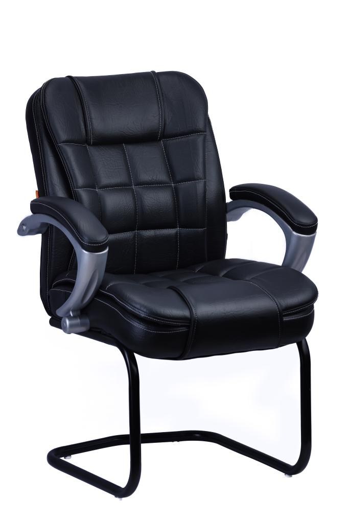 Black PU Visitor Chair — Cantilever — main