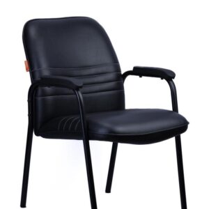 Black PU Visitor Chair — Smooth Cantilever — main