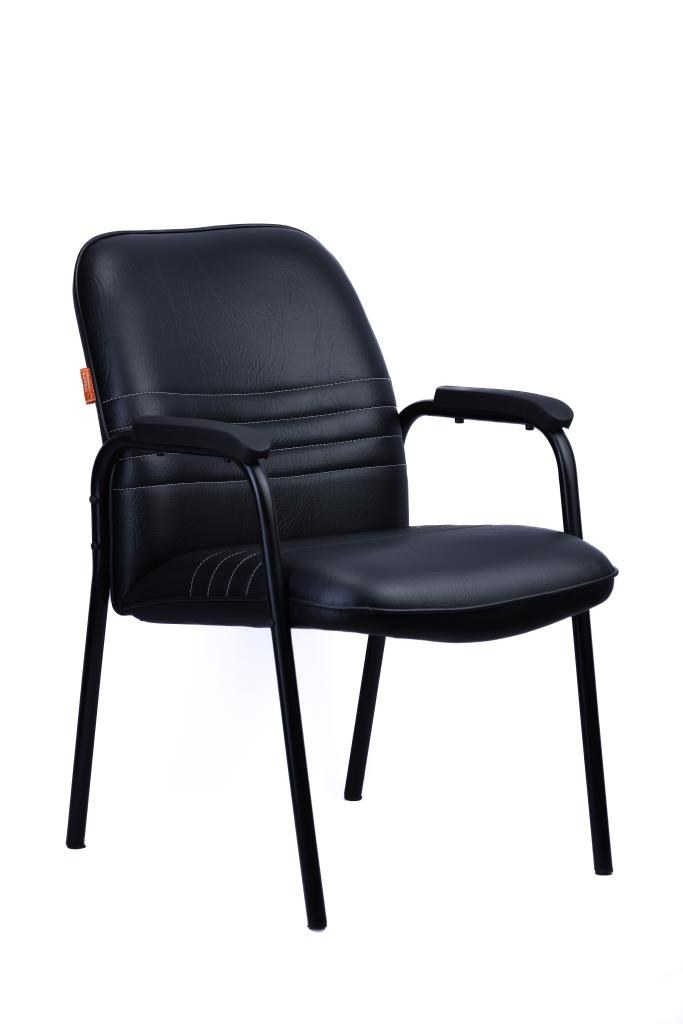 Black PU Visitor Chair — Smooth Cantilever — main