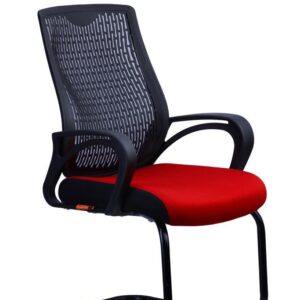 Mesh Visitor Chair — Red Seat Cantilever — main