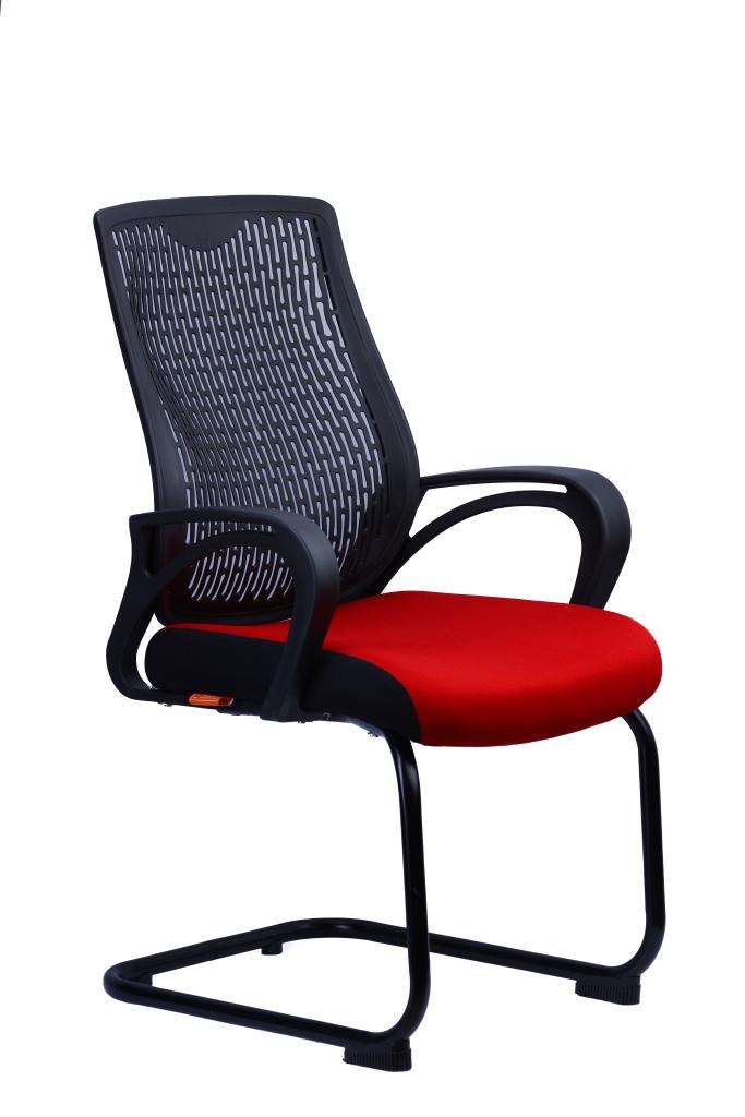 Mesh Visitor Chair — Red Seat Cantilever — main