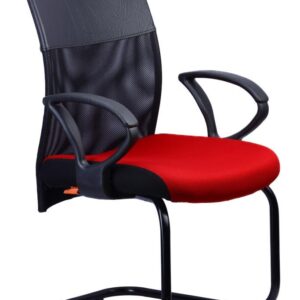 Mesh Visitor Chair — Red Seat Cantilever — view 2