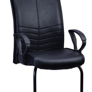 Black Ribbed PU Visitor Chair — Cantilever — main