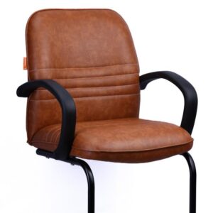 Tan PU Visitor Chair — Cantilever — view 2