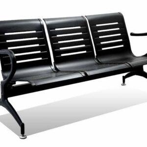 3-Seater Slat Waiting Bench — Black — main