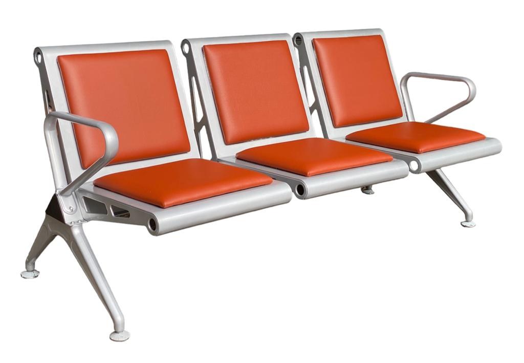 3-Seater Orange PU Waiting Bench — main