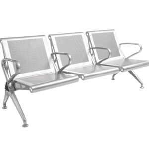 3-Seater Perforated Waiting Bench — Silver — main