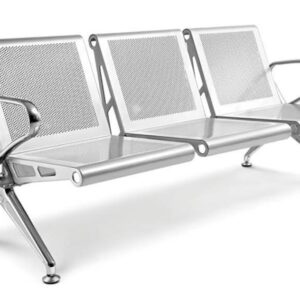3-Seater Perforated Waiting Bench — Silver — view 2