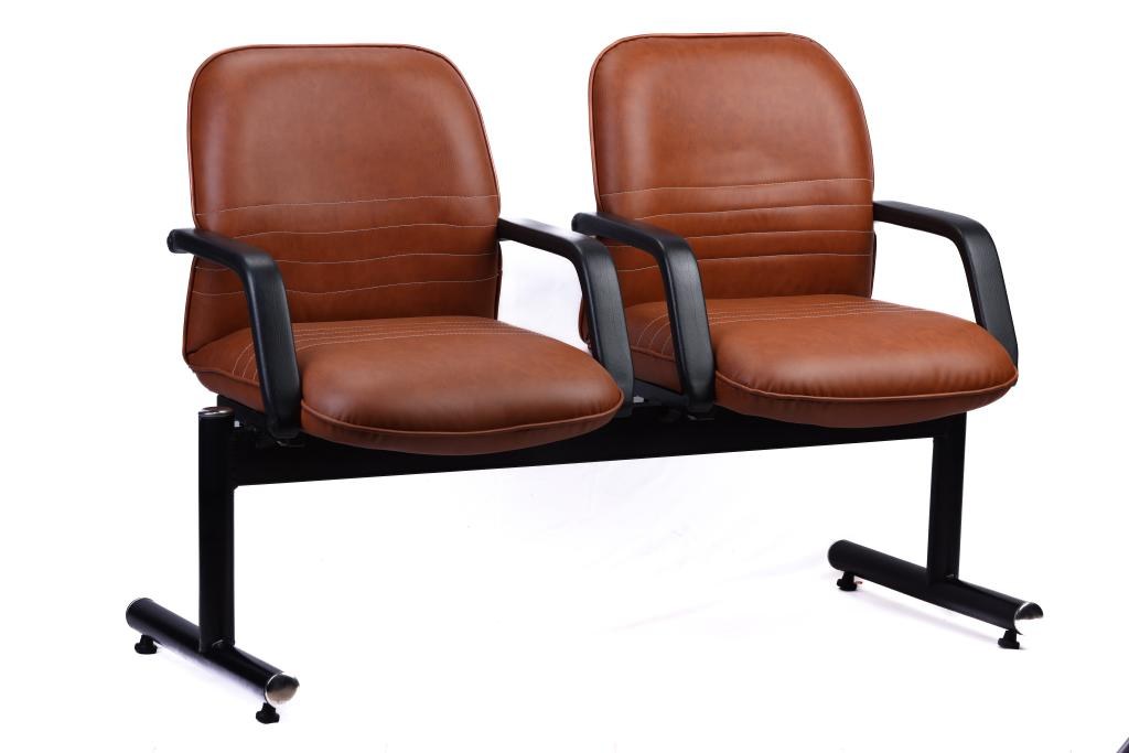 2-Seater Tan PU Waiting Bench — main